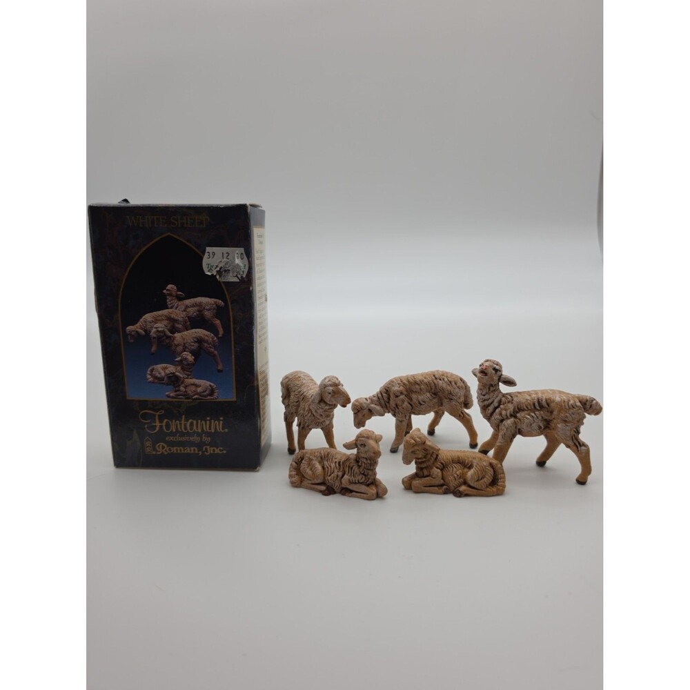 Fontanini By Roman Collection Nativity Christmas 5" WHITE SHEEP Set of 5 #72539